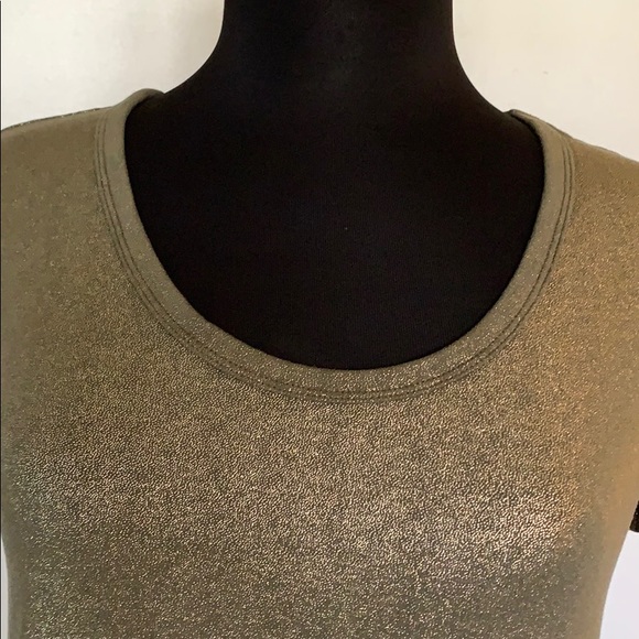 A.New.Day Gold Sheen Rayon Blend Stretch Womens Size S Green Pullover Dressy Top - Picture 2 of 8